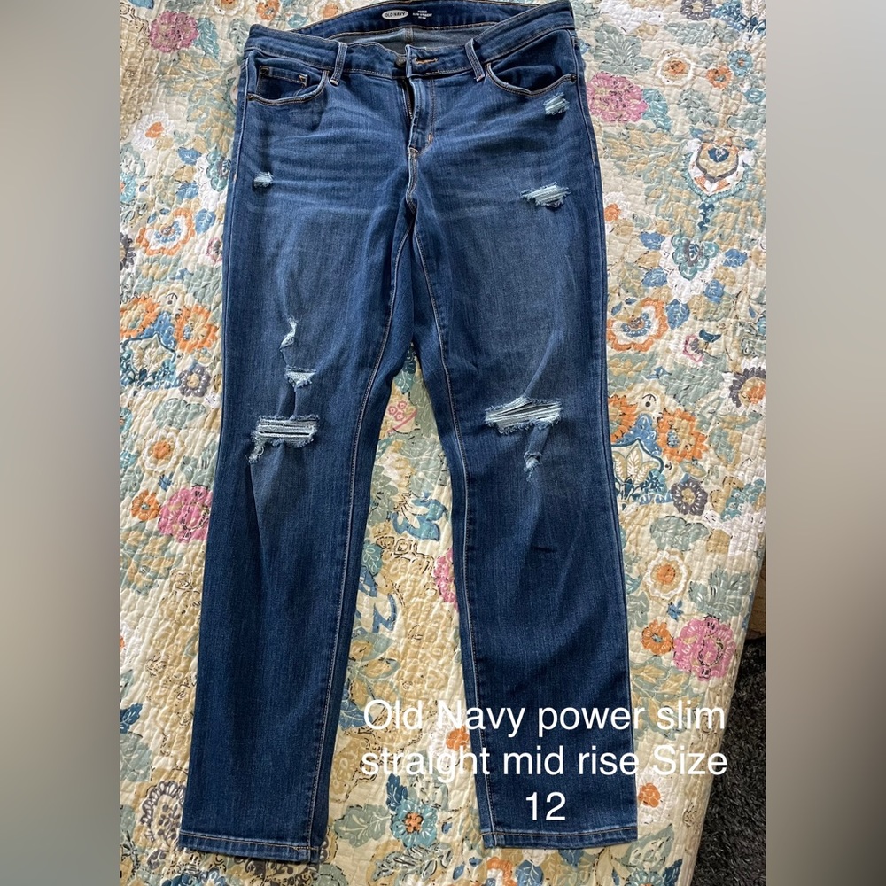 Old Navy Jeans Power slim straight mid rise Size 12